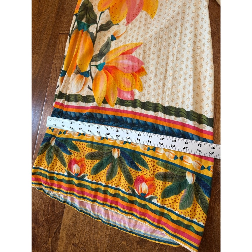 Farm Rio Tropical Floral Wide Leg Halter Jumpsuit Sz L Yellow Boho Anthropologie - Picture 13 of 16